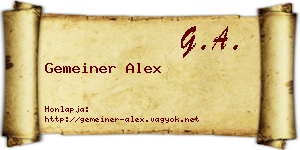 Gemeiner Alex névjegykártya